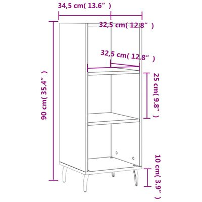 vidaXL puhvetkapp, suitsutatud tamm, 34,5x32,5x90 cm, tehispuit