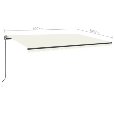 vidaXL automaatne varikatus LED, tuuleandur, 500x300 cm, kreemjas