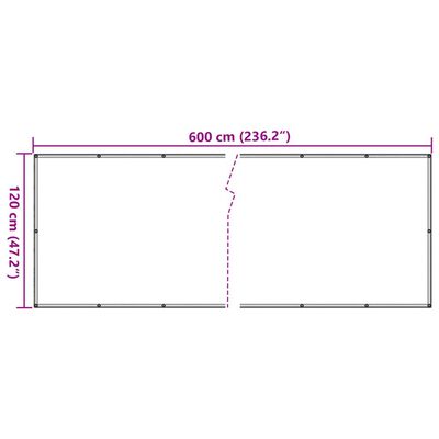 vidaXL rõdu privaatsuskate, hall, 600x120 cm, PVC