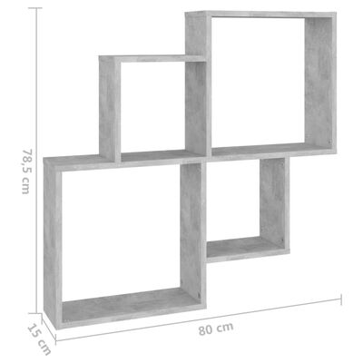 vidaXL seinariiul, kuup, betoonhall, 80 x 15 x 78,5 cm, tehispuit