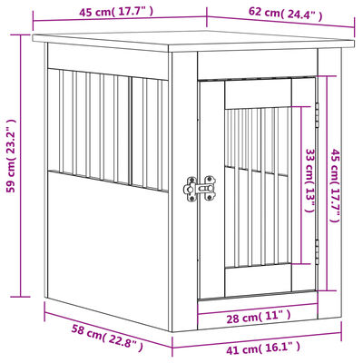 vidaXL koerapuur, hall Sonoma tamm, 45 x 62 x 59 cm, tehispuit