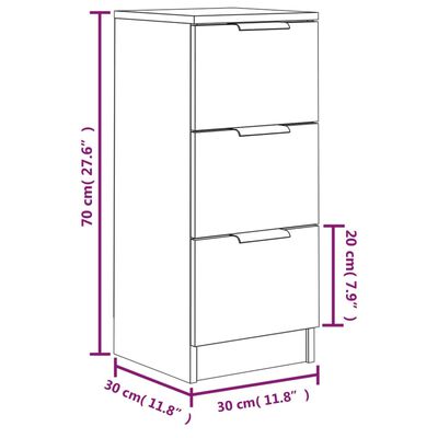 vidaXL puhvetkapid 2 tk, Suitsutatud tamm, 30 x 30 x 70 cm tehispuit