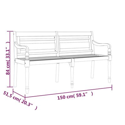 vidaXL Batavia pink antratsiithalli istmepadjaga, 150 cm, tiikpuu