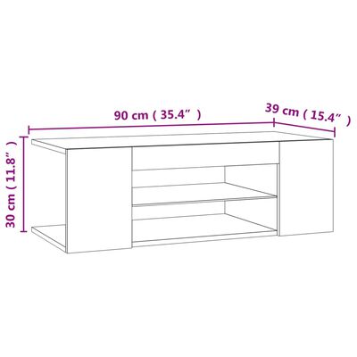 vidaXL telerialus LED-tuledega, pruun tamm, 90 x 39 x 30 cm