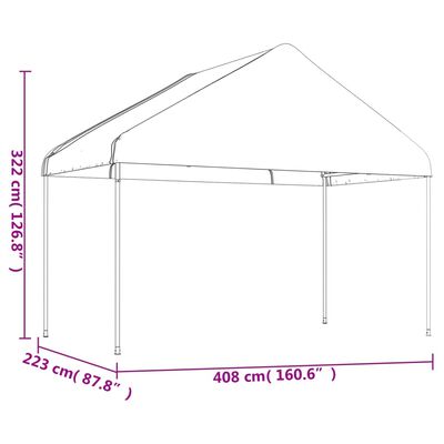 vidaXL katusega varjualune, valge, 13,38 x 4,08 x 3,22 m, polüetüleen