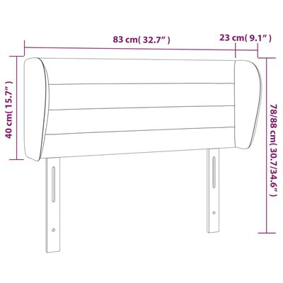 vidaXL voodipeats servadega, tumehall, 83x23x78/88 cm, kangas