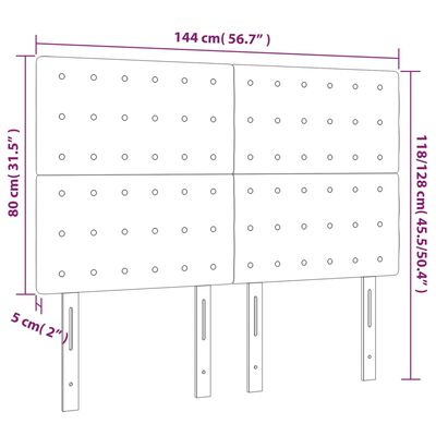 vidaXL voodipeatsid 4 tk, helehall, 72x5x78/88 cm, kangas