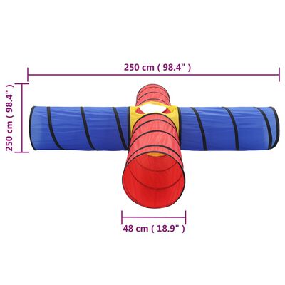 vidaXL laste mängutunnel, 250 palli, mitmevärviline