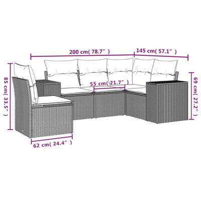 vidaXL 5-osaline aiadiivanikomplekt patjadega, must, polürotang