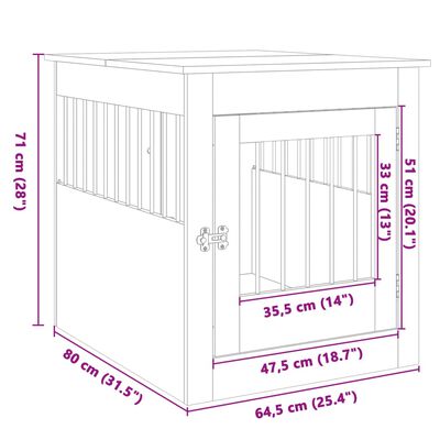 vidaXL koerapuur, Sonoma tamm, 64,5 x 80 x 71 cm, tehispuit