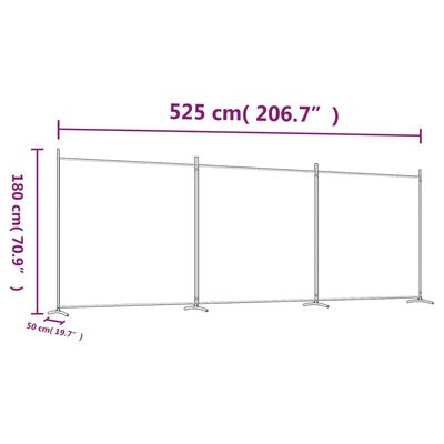 vidaXL 3 paneeliga ruumijagaja, pruun, 525 x 180 cm, kangas