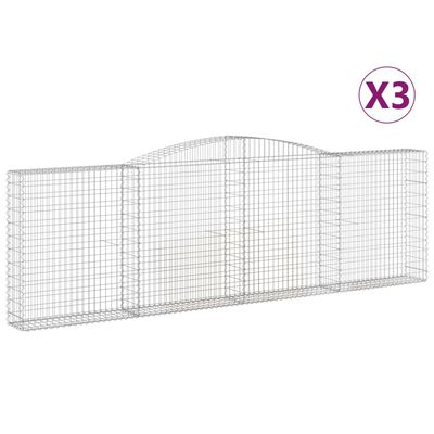 vidaXL kaarekujulised gabioonkorvid 3 tk, 400x30x120/140 cm, raud