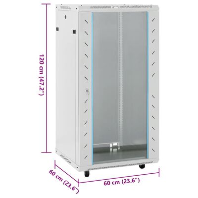 vidaXL 22U serverikapp, 19" IP20, hall, 60 x 60 x 120 cm