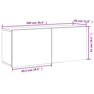 vidaXL seinale kinnitatav telerikapp, valge, 100 x 30 x 41 cm