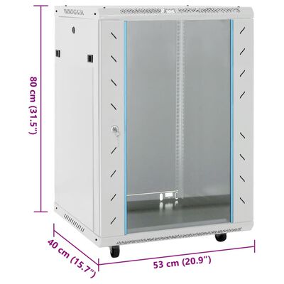 vidaXL 15U serverikapp, 19" IP20, hall, 53 x 40 x 80 cm