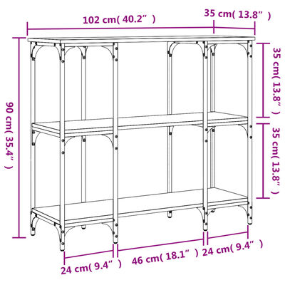 vidaXL konsoollaud, suitsutatud tamm, 102 x 35 x 90 cm, tehispuit