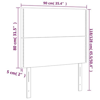 vidaXL LED-voodipeats, hall, 90x5x118/128 cm, kunstnahk