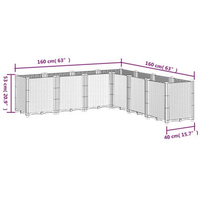 vidaXL aia taimekast, hall, 160 x 160 x 53 cm, PP