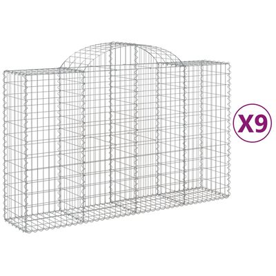 vidaXL kaarekujulised gabioonkorvid 9 tk, 200x50x120/140 cm, raud