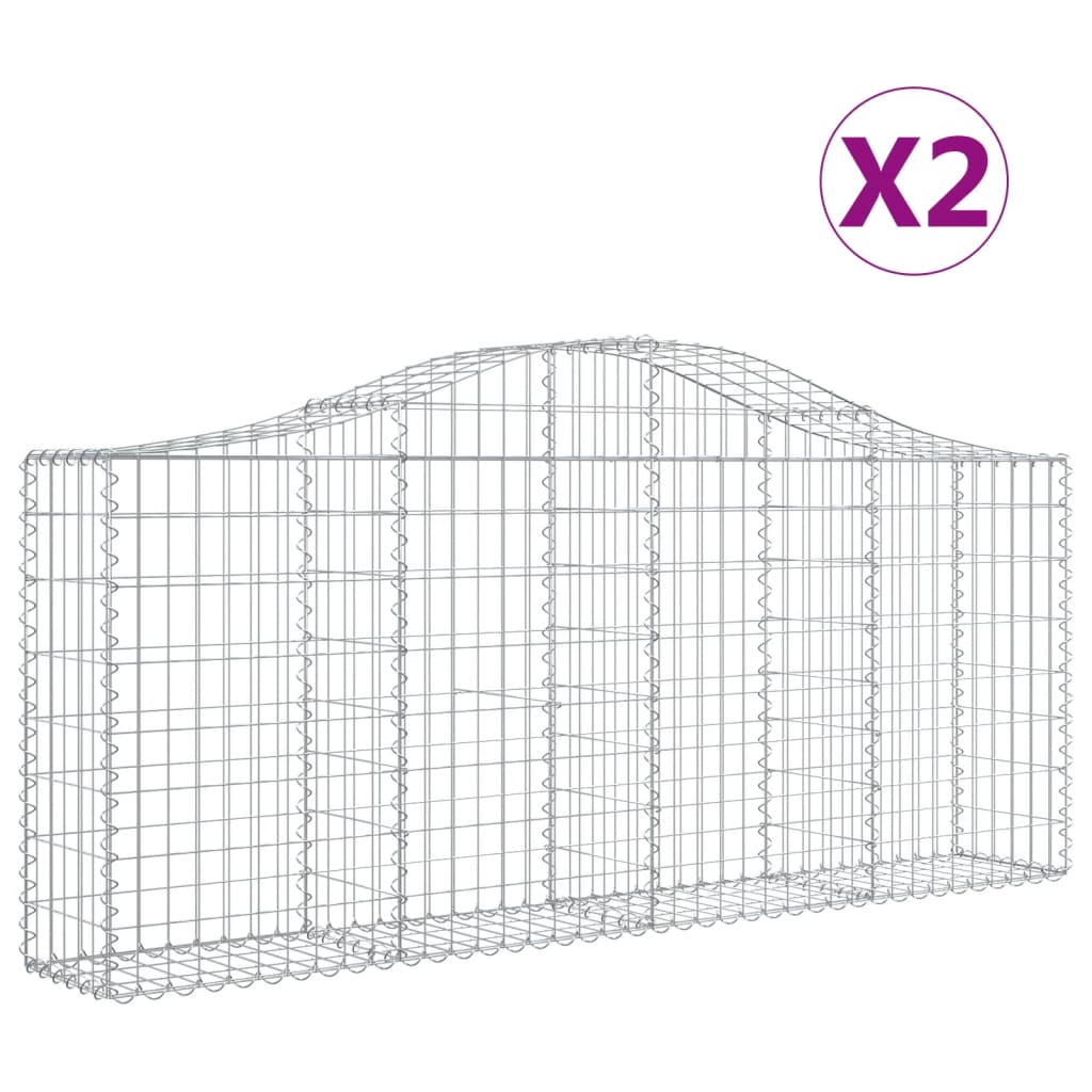 vidaXL kaarekujulised gabioonkorvid 2 tk, 200x30x80/100 cm, raud