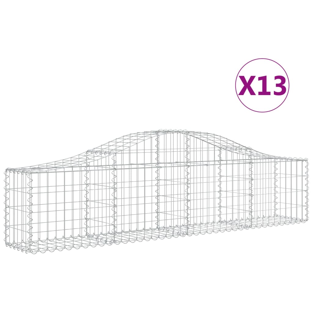 vidaXL kaarekujulised gabioonkorvid 13 tk, 200x30x40/60 cm, raud