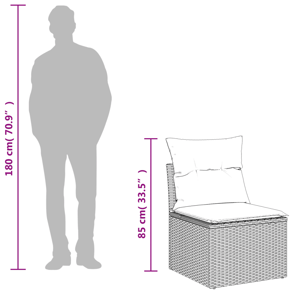 vidaXL 12-osaline aiadiivani komplekt patjadega, hall, polürotang