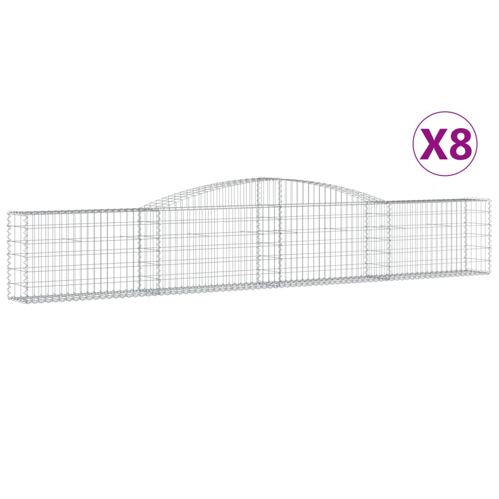 vidaXL kaarekujulised gabioonkorvid 8 tk, 400x30x60/80 cm, raud