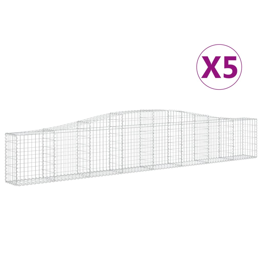 vidaXL kaarekujulised gabioonkorvid 5 tk, 400x30x60/80 cm, raud