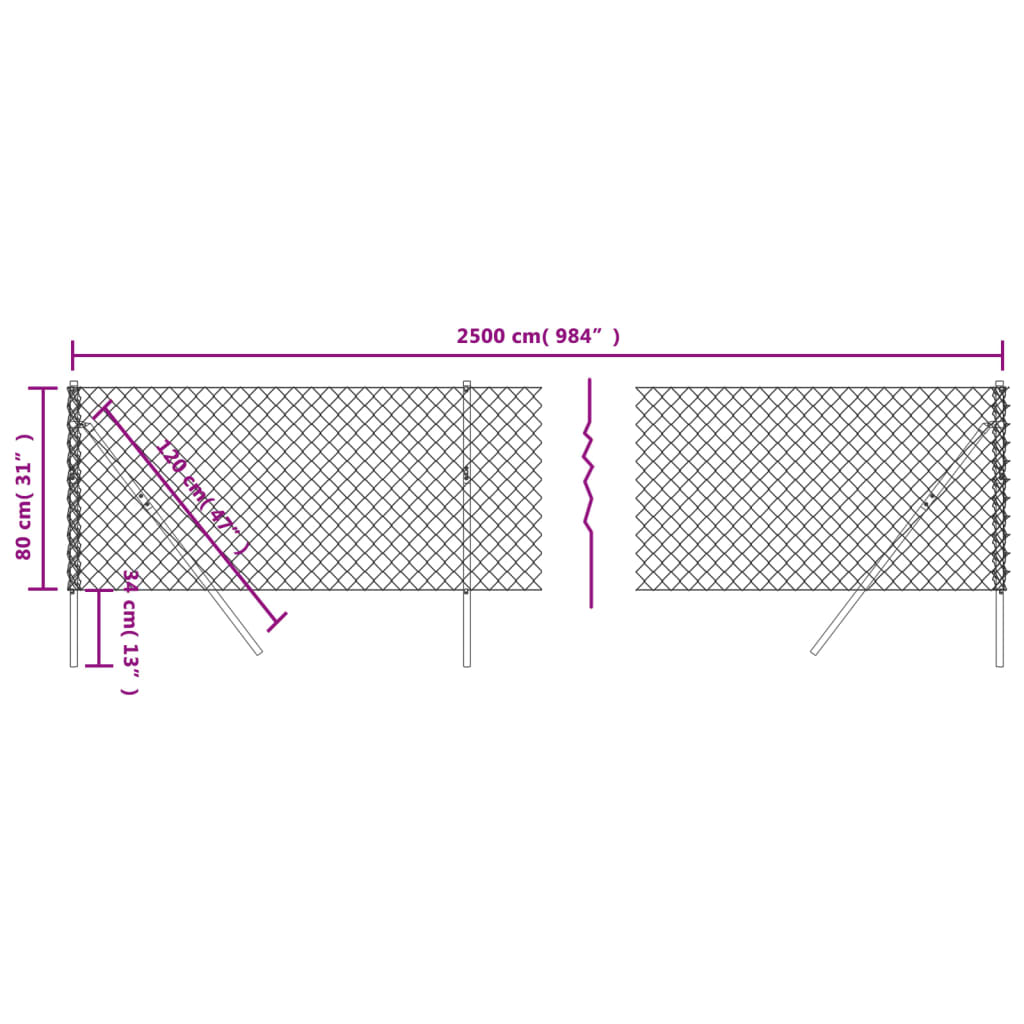 vidaXL võrkaed, roheline, 0,8 x 25 m