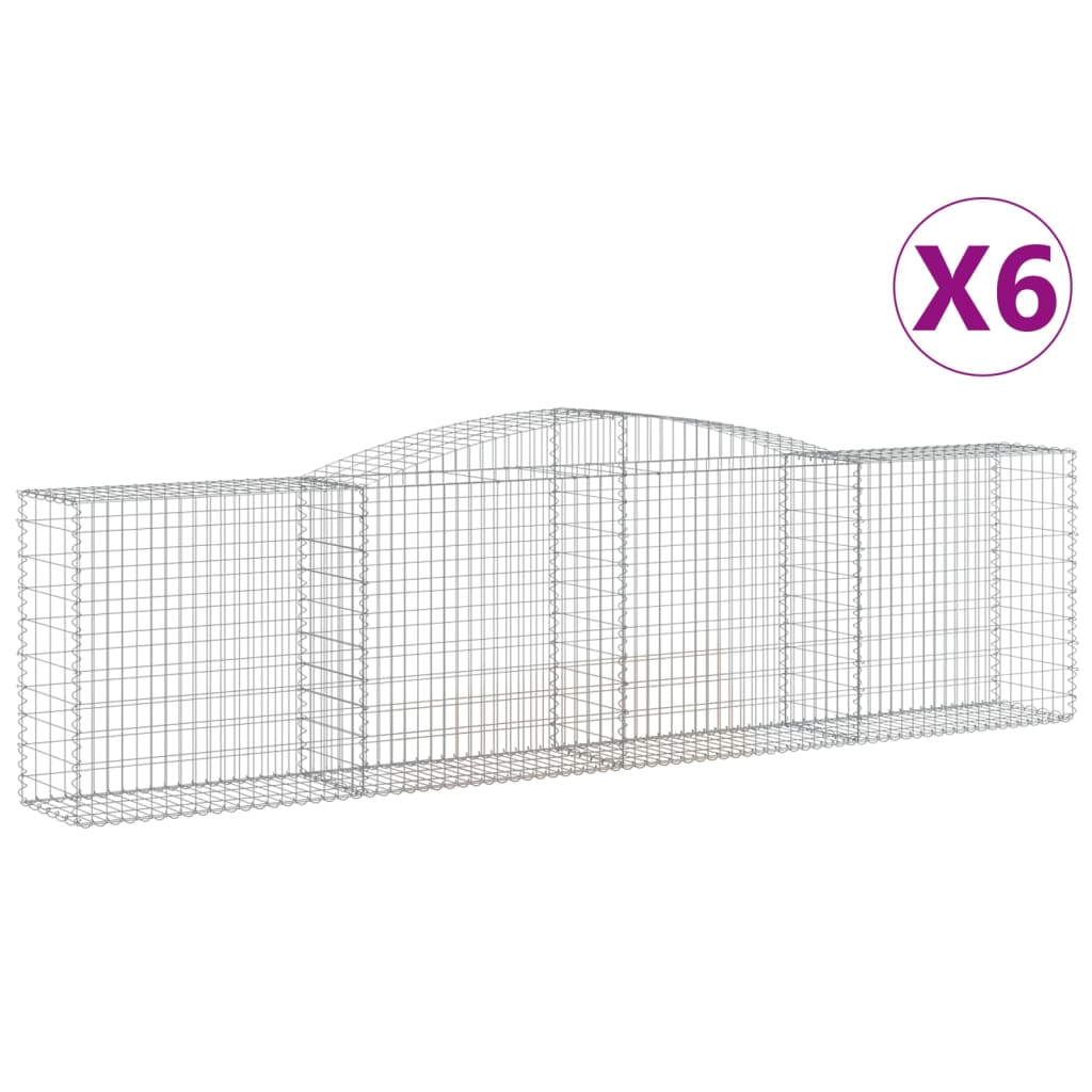 vidaXL kaarekujulised gabioonkorvid 6 tk, 400x50x100/120 cm, raud