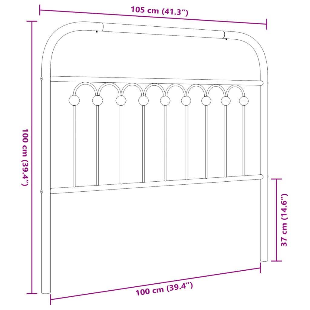 vidaXL metallist voodipeats, valge, 100 cm