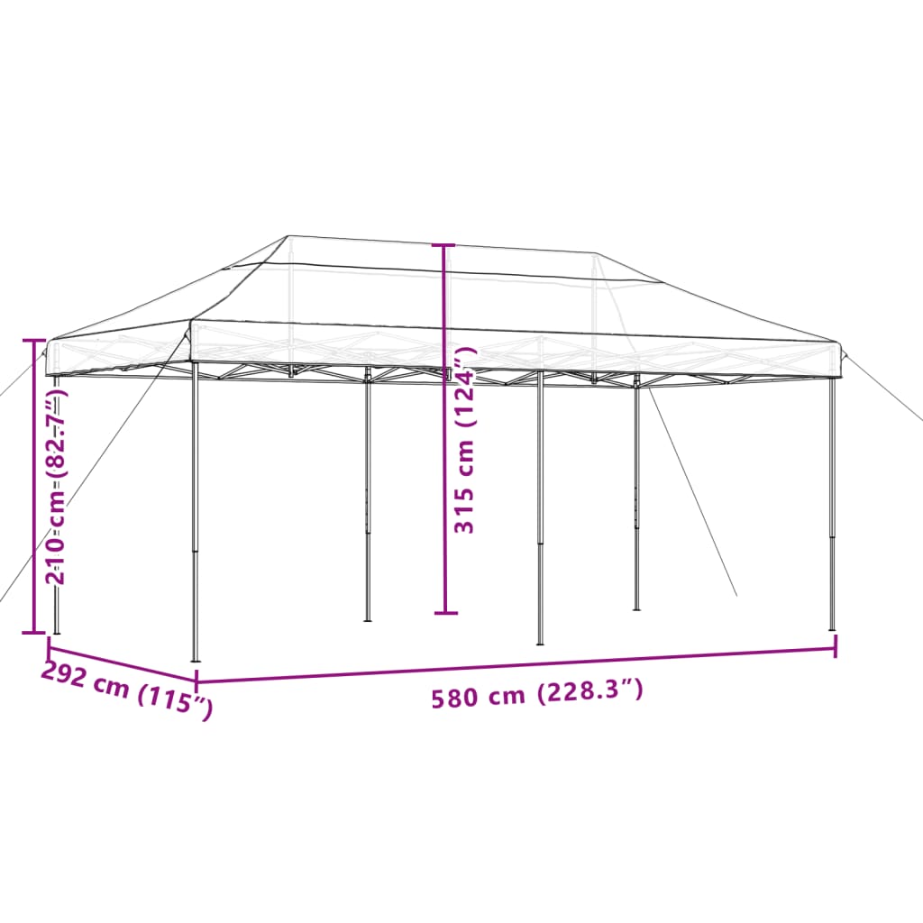 vidaXL kokkupandav pop-up peotelk, oranž, 580x292x315 cm