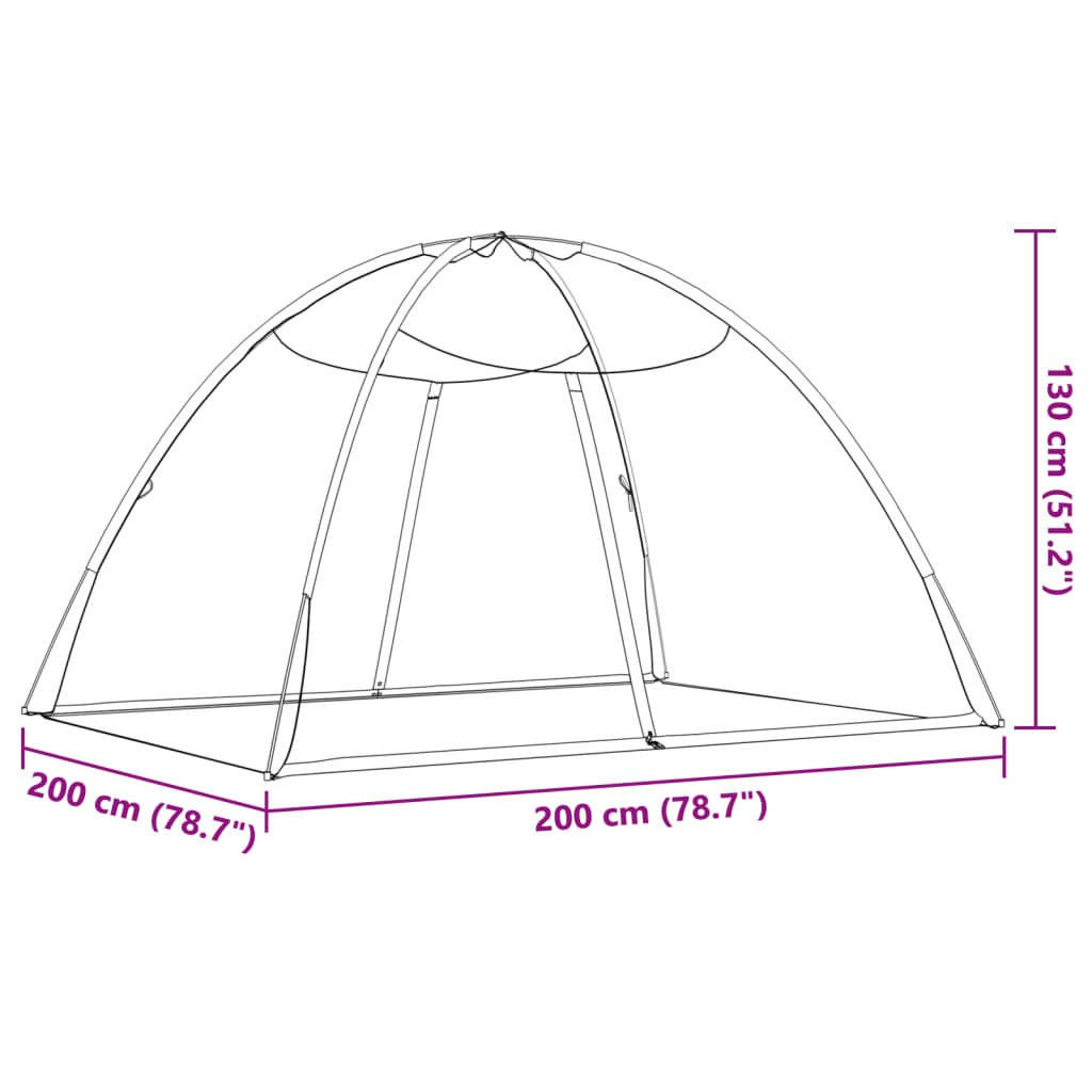 vidaXL Mongoolia sääsevõrk ustega, 220 võrk must 200x150x140 cm