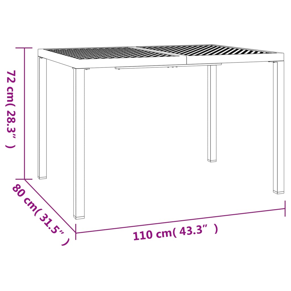 vidaXL aialaud, antratsiithall, 110 x 80 x 72 cm, teras