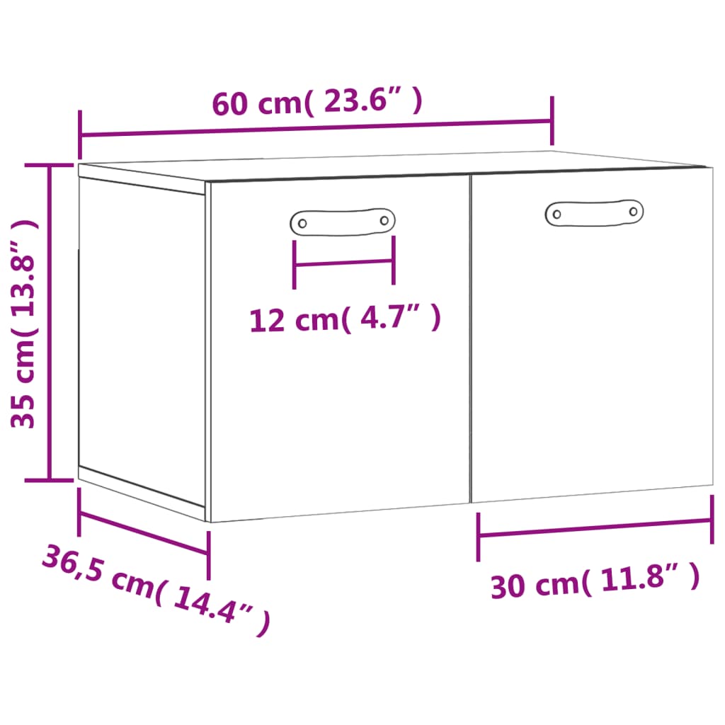 vidaXL seinakapp, must, 60 x 36,5 x 35 cm, tehispuit