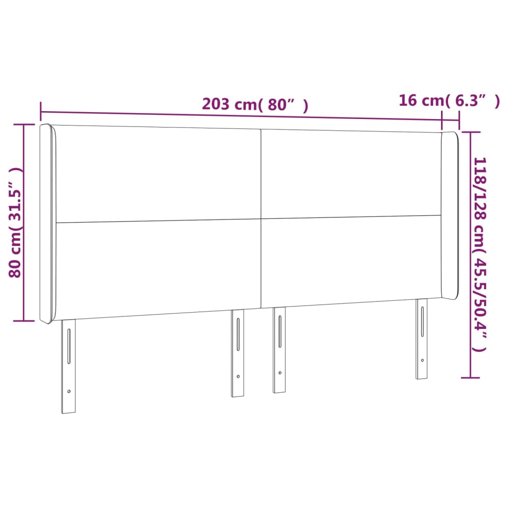 vidaXL LED-voodipeats, tumesinine, 203x16x118/128 cm, samet