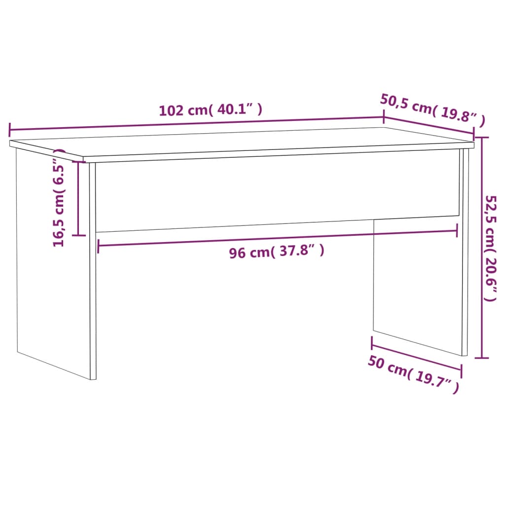 vidaXL kohvilaud, betoonhall, 102x50,5x52,5 cm, tehispuit