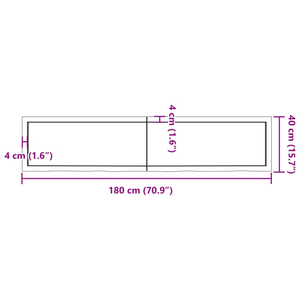 vidaXL seinariiul, tumepruun, 180x40x(2-6) cm, töödeldud tammepuit