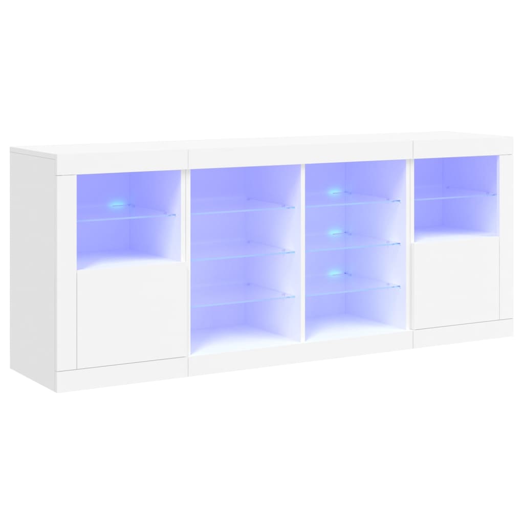 vidaXL puhvetkapp LED-tulega, valge, 163 x 37 x 67 cm