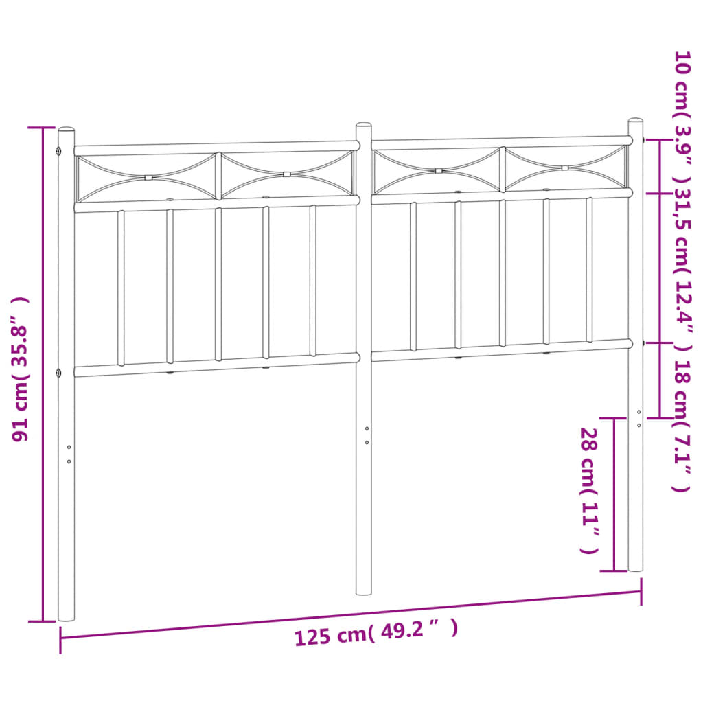 vidaXL metallist voodipeats, must, 120 cm