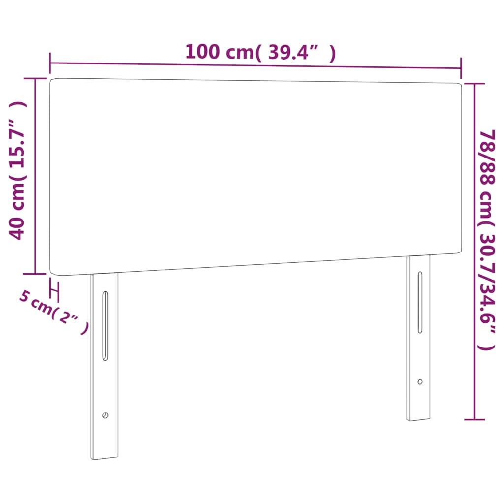 vidaXL voodipeats, must, 100 x 5 x 78/88 cm, kunstnahk