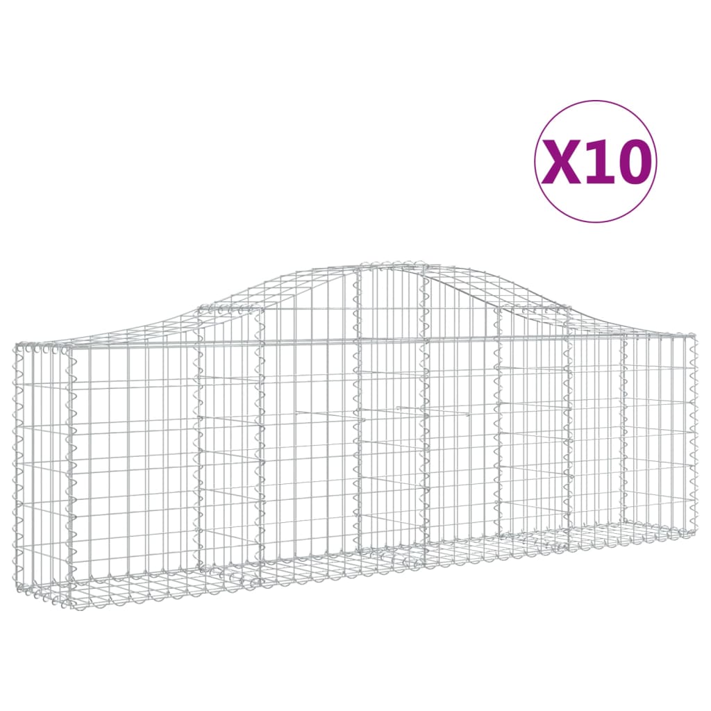 vidaXL kaarekujulised gabioonkorvid 10 tk, 200x30x60/80 cm, raud