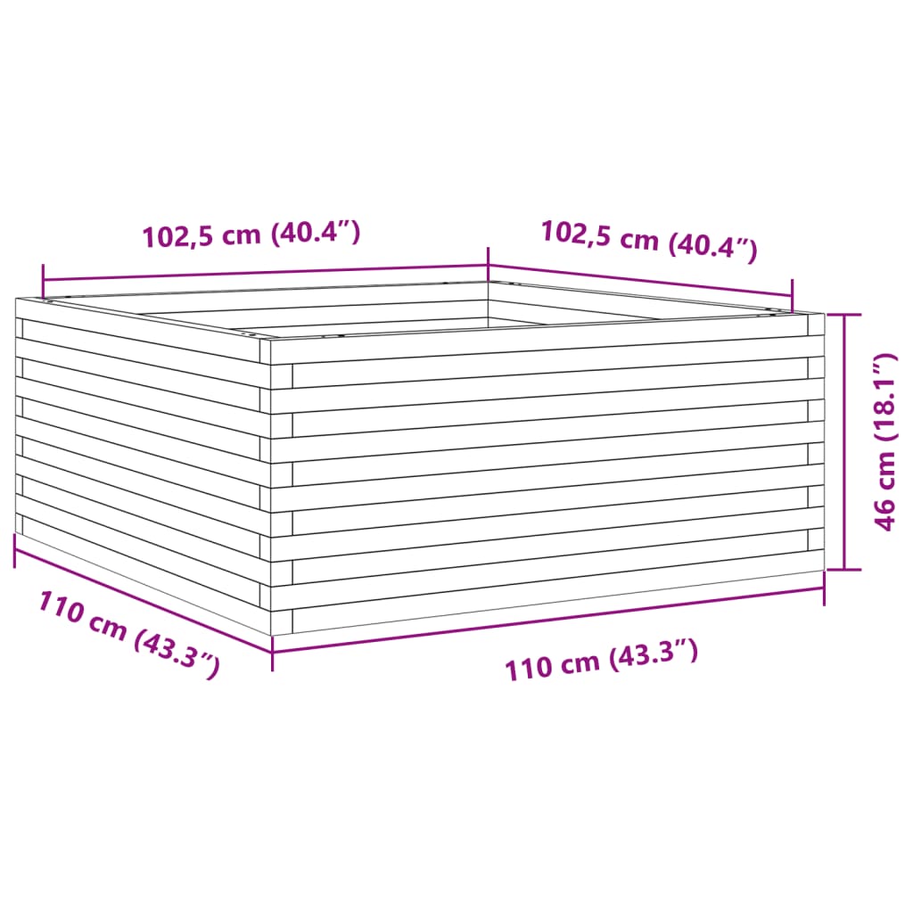 vidaXL aia taimekast, 110x110x46 cm, männipuit