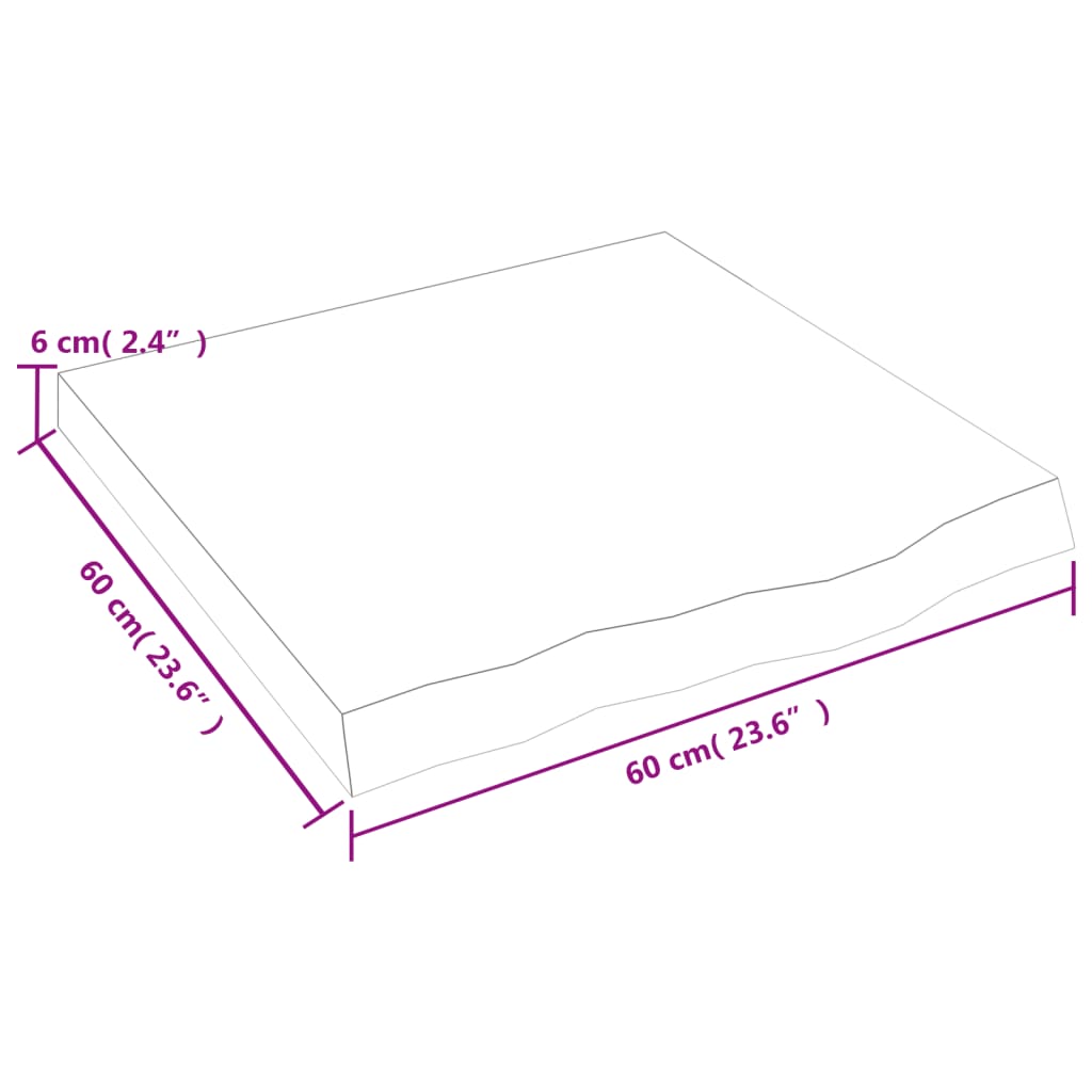 vidaXL vannitoa töötasapind, helepruun, 60 x60 x (2-6) cm, täispuit