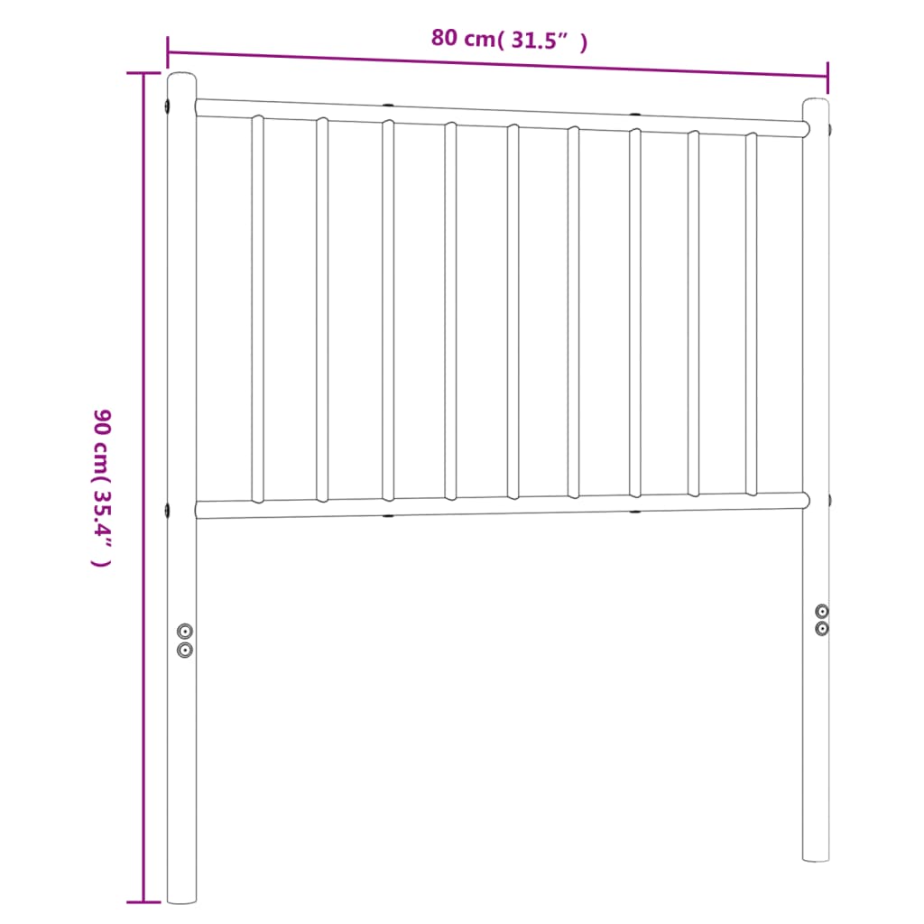 vidaXL metallist voodipeats, must, 75 cm