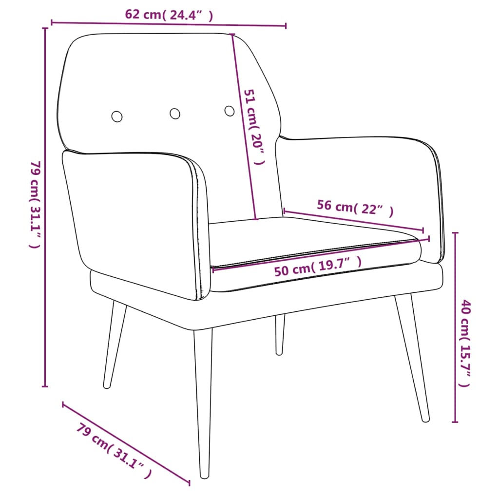 vidaXL tugitool, roosa, 62 x 79 x 79 cm, samet