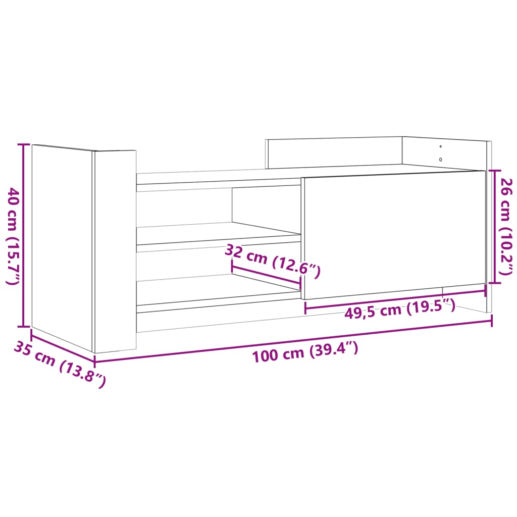 vidaXL telerikapp, pruun tamm, 100x35x40 cm, tehispuit