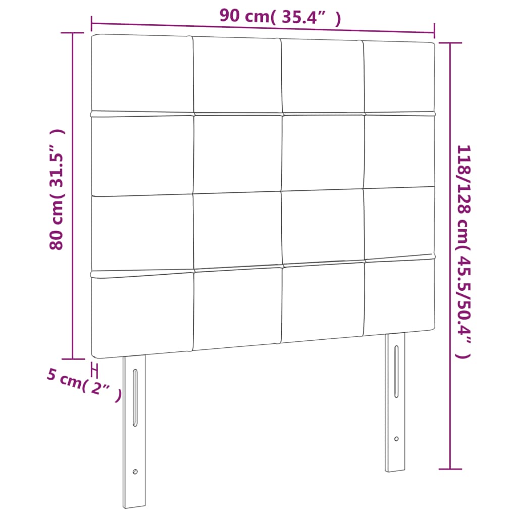 vidaXL LED-voodipeats, must, 90x5x118/128 cm, samet