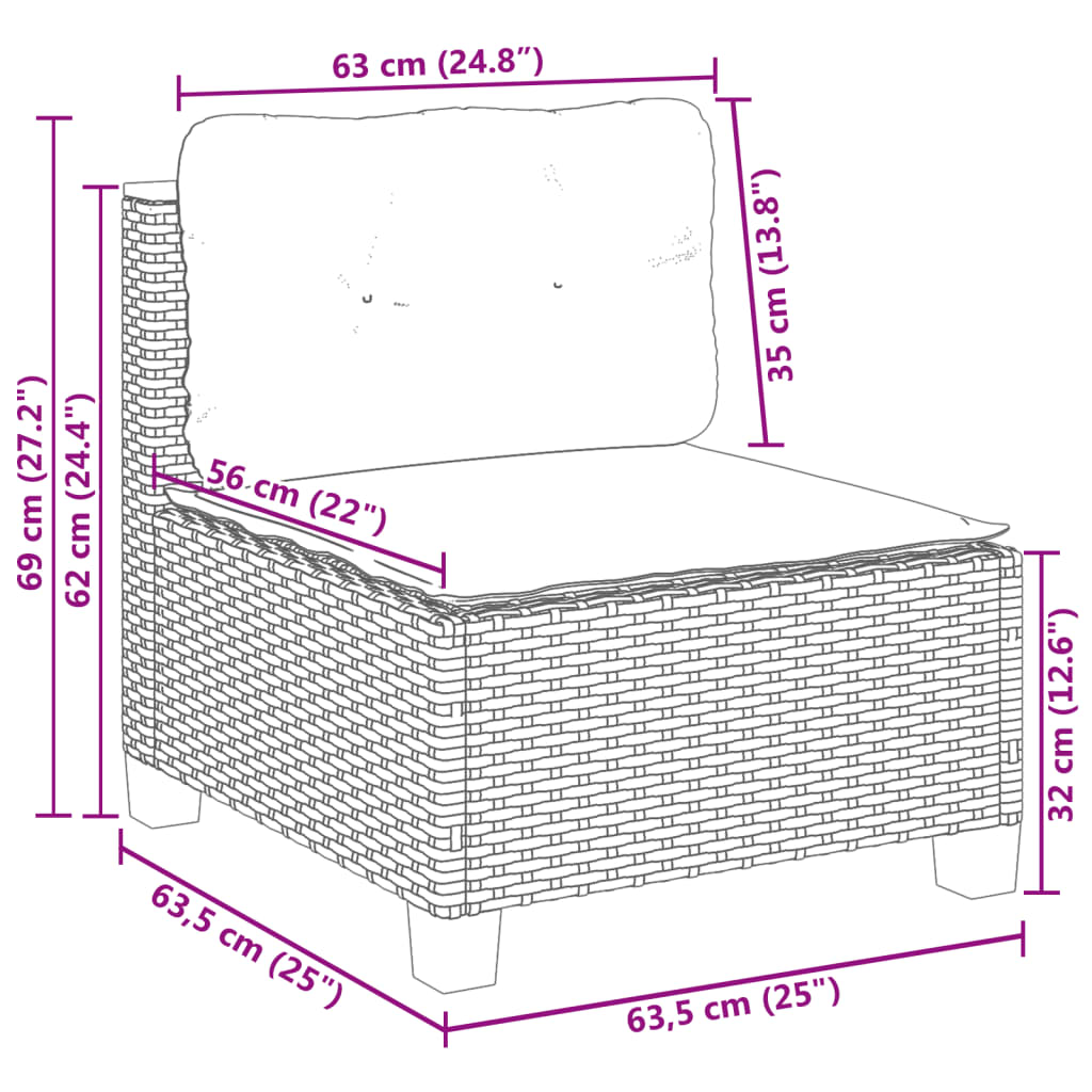 vidaXL 9-osaline aiadiivani komplekt patjadega, hall, polürotang