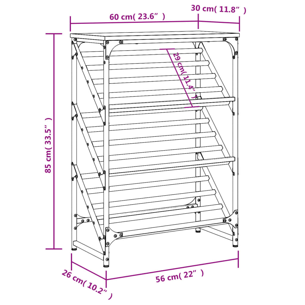 vidaXL kingariiul, suitsutatud tamm, 60 x 30 x 85 cm, tehispuit